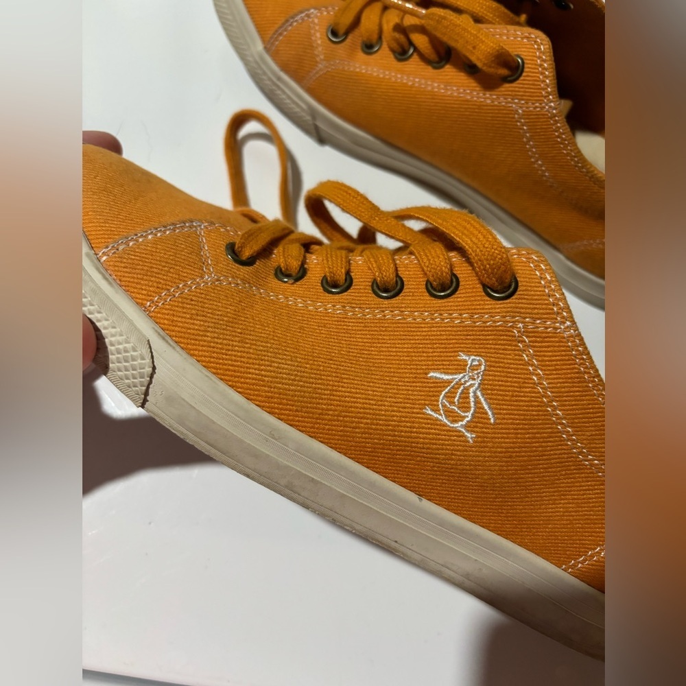 Original Penguin Mens Orange Sam Strip Lace Up Casual Sneaker sz 7.5 - Picture 5 of 6